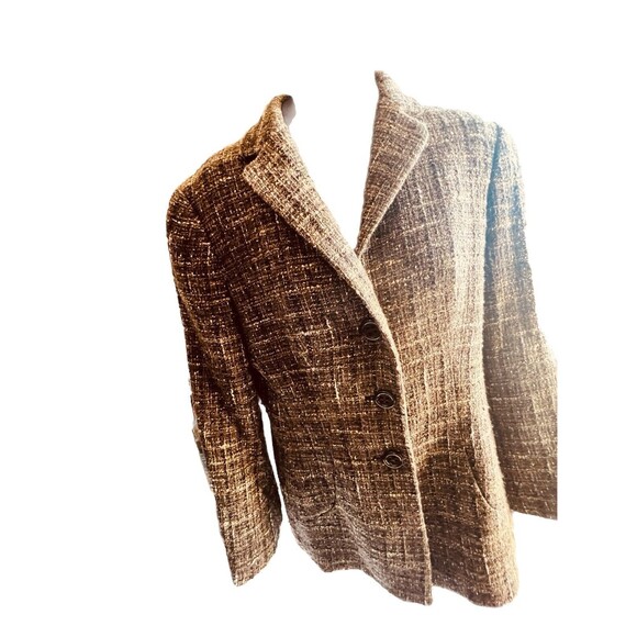 Agnona Womens Tweed Jacket 42 Multi Brown Wool Blend Lined Italy Lined Pockets 6 - Picture 12 of 13